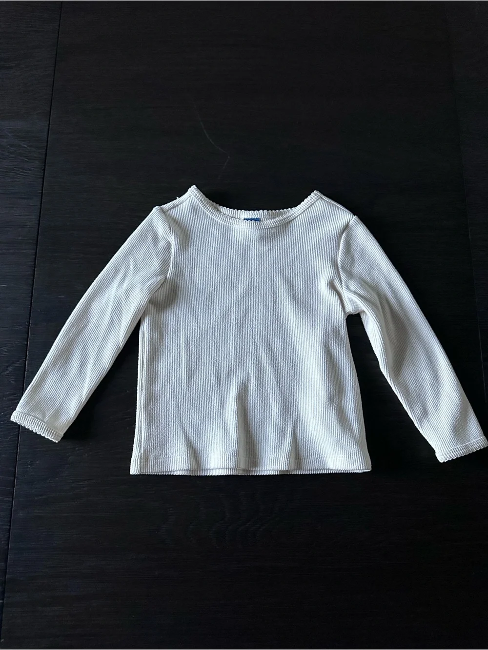 Old Navy Cream and Navy Long Sleeve Waffle Knit Tee - 3T